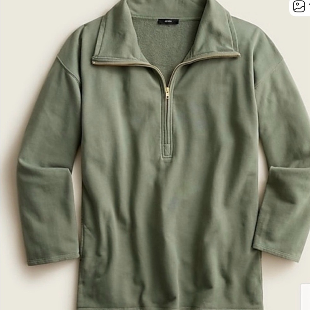 Jcrew University Half-Zip Terry Pullover in green size small